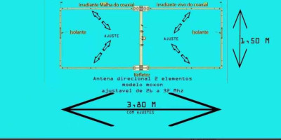 Antena Direcional 2 El Mod Moxon 10 E 11m Px Py)  R$ 290,00