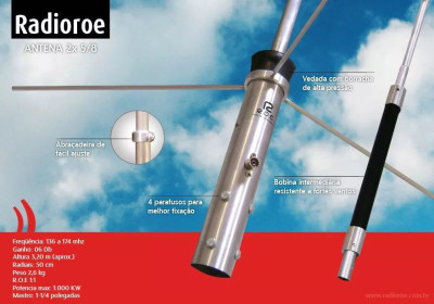 Antena Roe Vhf Base 136 A 174mhz 2x5/8   R$198
