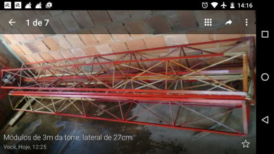 TORRE DE 15M NÃO AUTOPORTANTE NA CIDADE DO RJ, ACOMPANHA TODO O MATERIAL PARA ESTAIAMENTO.